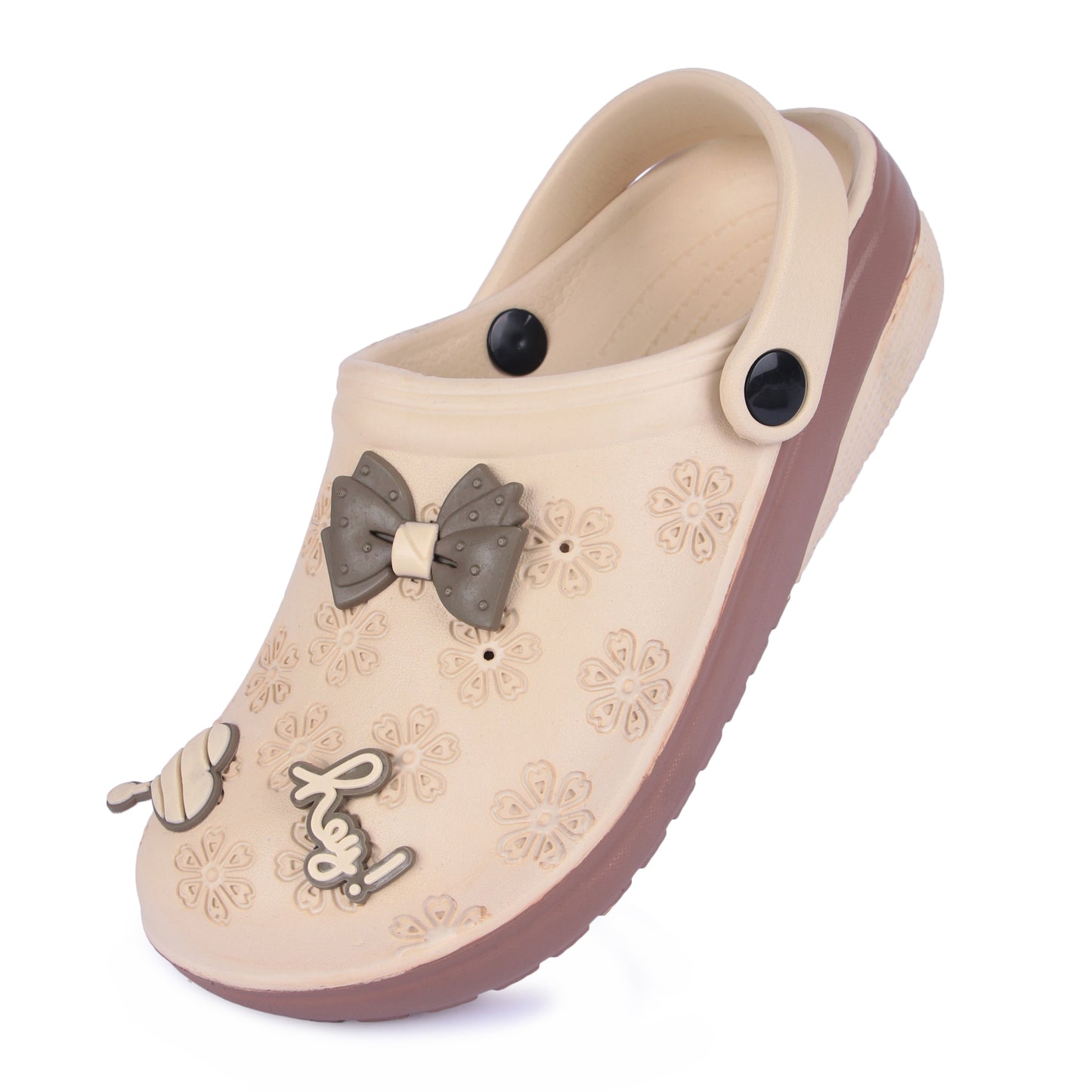 Vrino Flora Ultra Soft Lightweight EVA Clogs for Women & Girls – Beige Brown