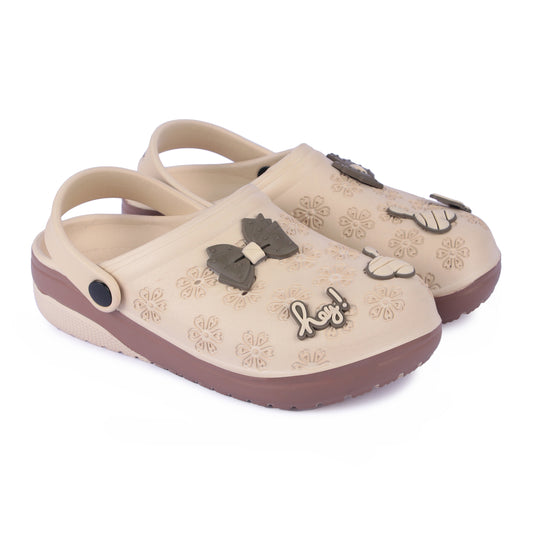 Vrino Flora Ultra Soft Lightweight EVA Clogs for Women & Girls – Beige Brown