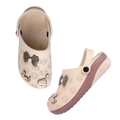 Vrino Flora Ultra Soft Lightweight EVA Clogs for Women & Girls – Beige Brown