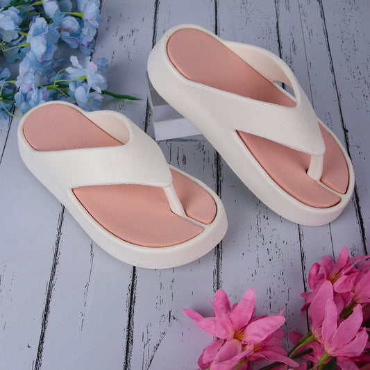 Vrino Jasmine Ultra Soft Lightweight EVA Slippers for Women & Girls – White Peach