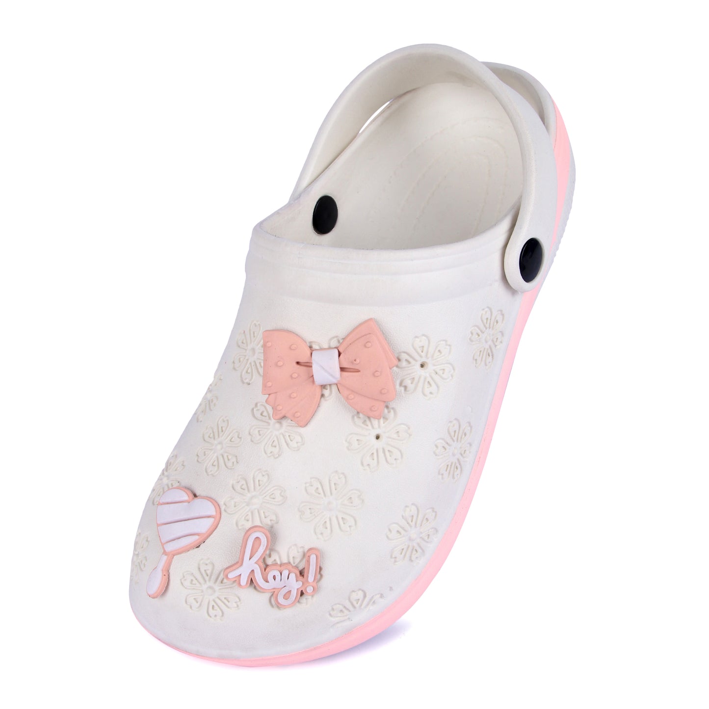 Vrino Flora Ultra Soft Lightweight EVA Clogs for Women & Girls – White Peach