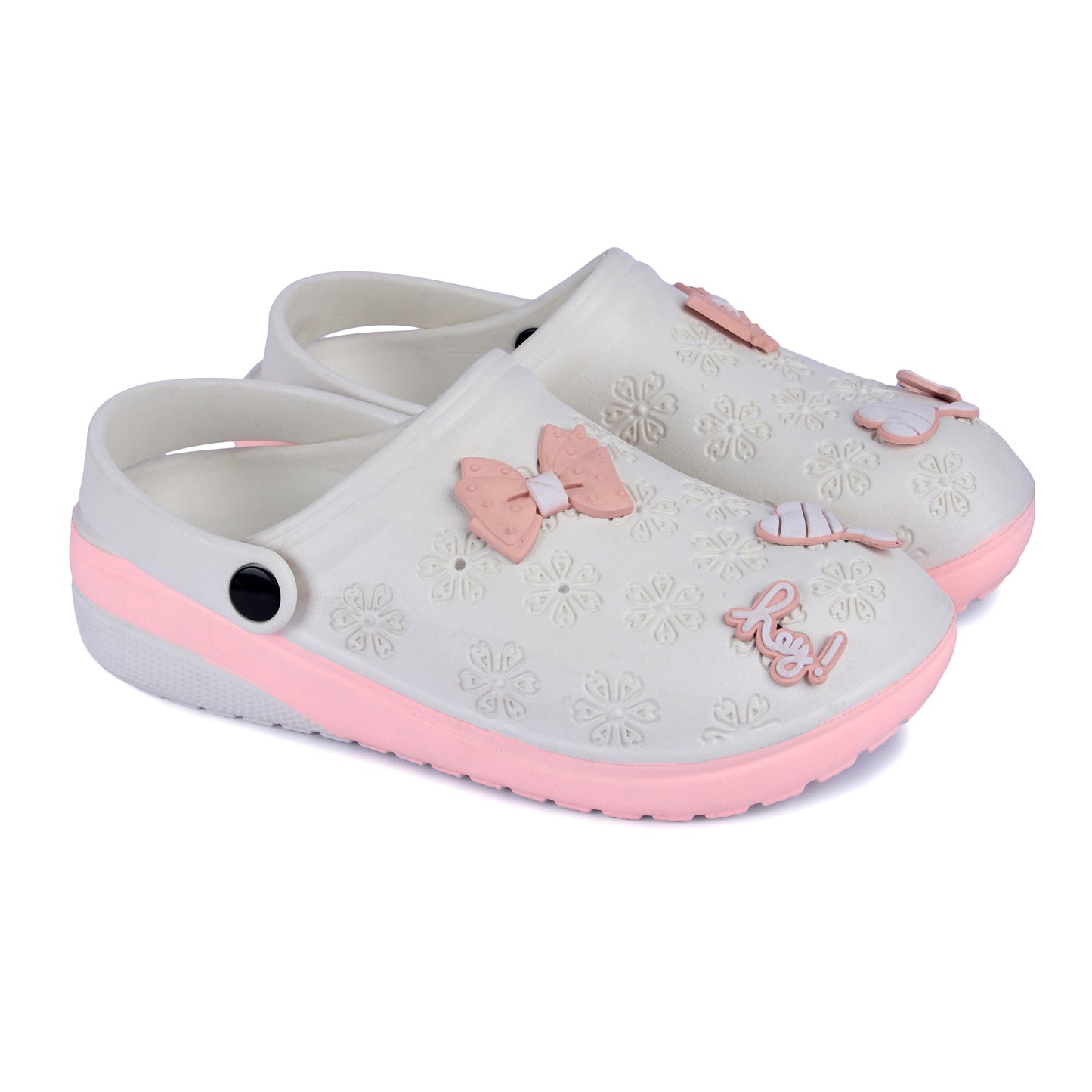 Vrino Flora Ultra Soft Lightweight EVA Clogs for Women & Girls – White Peach