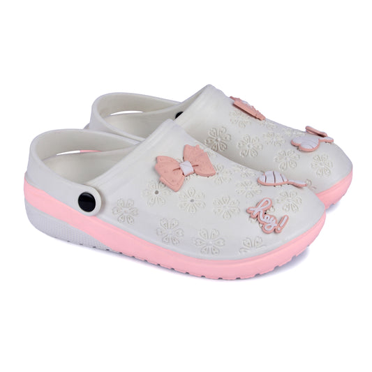 Vrino Flora Ultra Soft Lightweight EVA Clogs for Women & Girls – White Peach