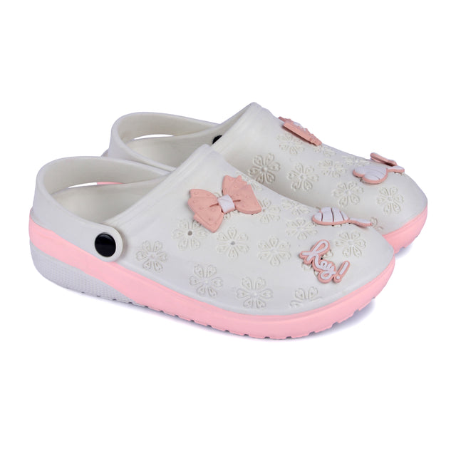 Vrino Flora Ultra Soft Lightweight EVA Clogs for Women & Girls – White Peach