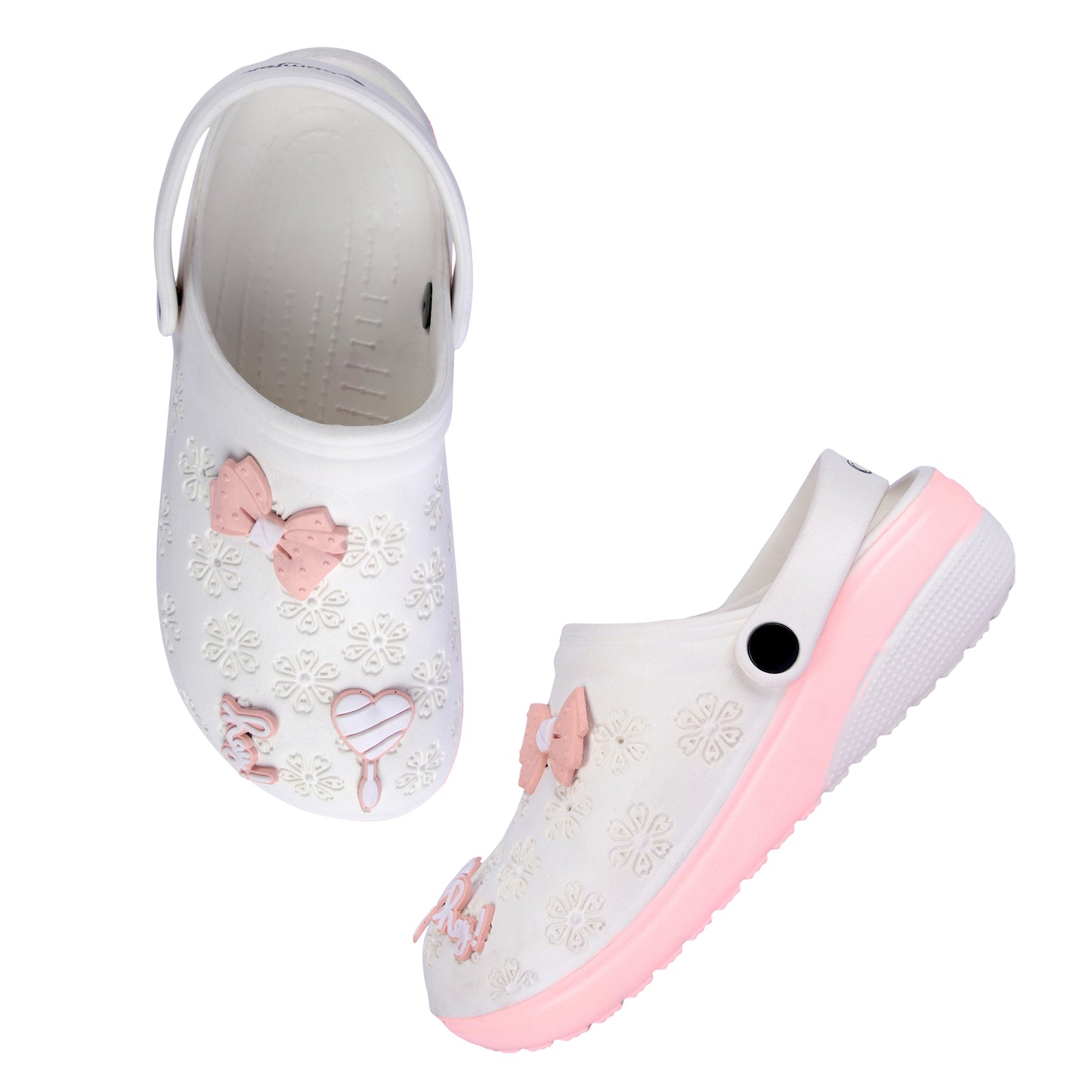 Vrino Flora Ultra Soft Lightweight EVA Clogs for Women & Girls – White Peach