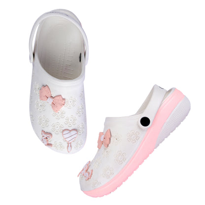 Vrino Flora Ultra Soft Lightweight EVA Clogs for Women & Girls – White Peach