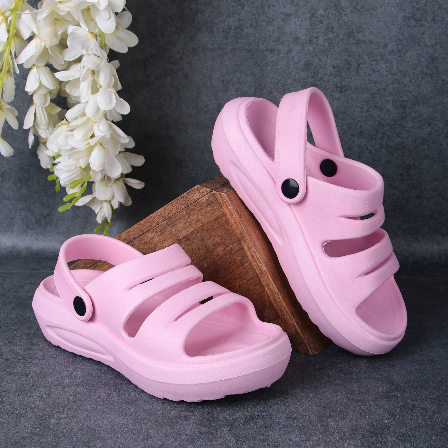 Vrino Daisy Ultra Soft Lightweight EVA Sandals for Women & Girls – Black