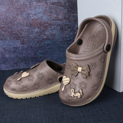 Vrino Flora Ultra Soft Lightweight EVA Clogs for Women & Girls – Beige Brown