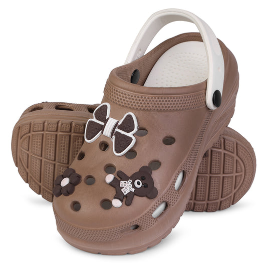 Vrino Barbie Ultra Soft Lightweight EVA Clogs for Women & Girls – Brown White image 2