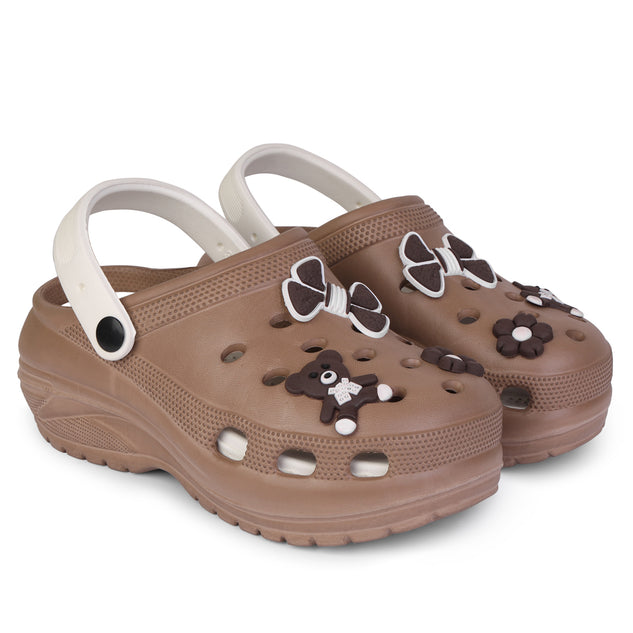 Vrino Barbie Ultra Soft Lightweight EVA Clogs for Women & Girls – Brown White