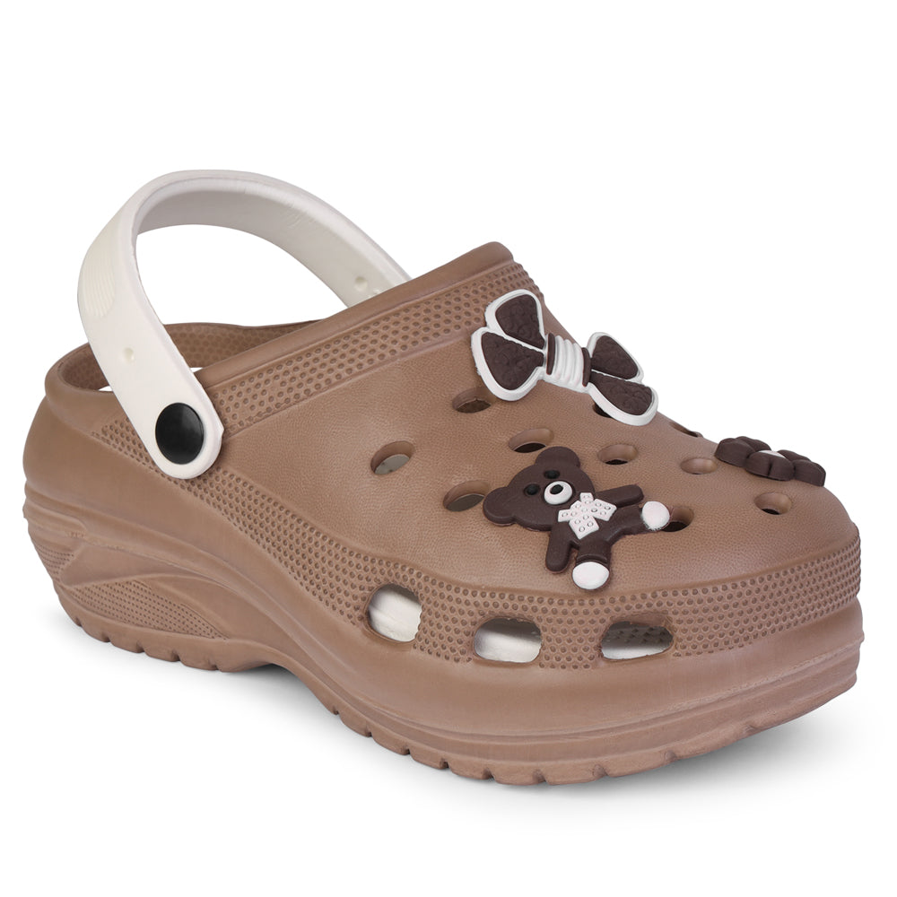 Vrino Barbie Ultra Soft Lightweight EVA Clogs for Women & Girls – Brown White