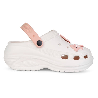 Vrino Barbie Ultra Soft Lightweight EVA Clogs for Women & Girls – White Peach
