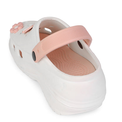 Vrino Barbie Ultra Soft Lightweight EVA Clogs for Women & Girls – White Peach