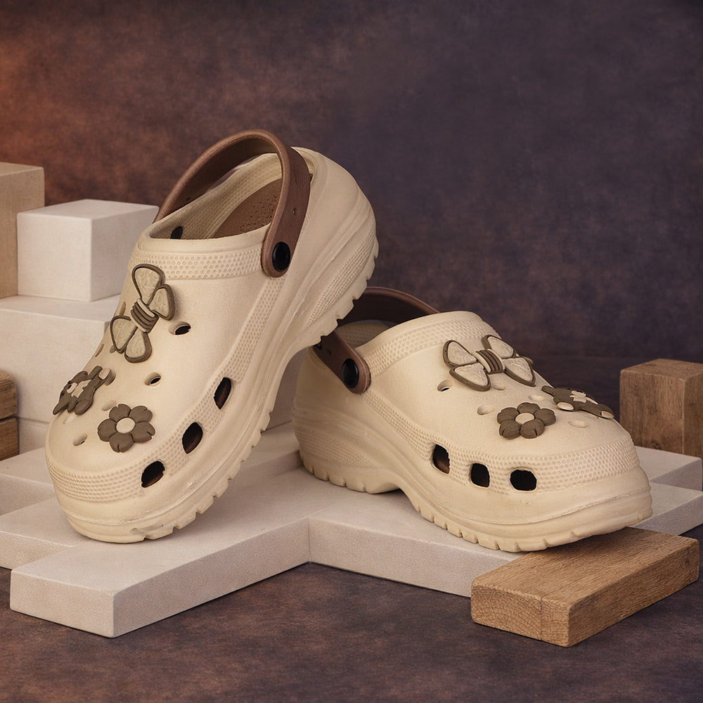 Vrino Barbie Ultra Soft Lightweight EVA Clogs for Women & Girls – Brown White