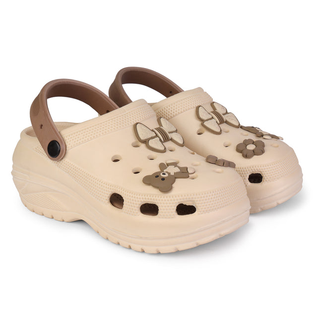 Vrino Barbie Ultra Soft Lightweight EVA Clogs for Women & Girls – Beige Brown