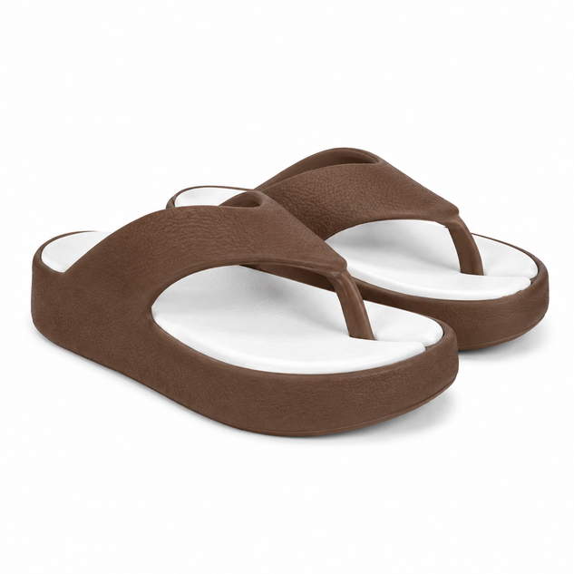 Vrino Jasmine Ultra Soft Lightweight EVA Slippers for Women & Girls – Brown White