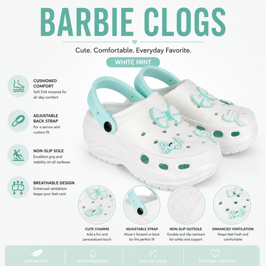 Vrino Barbie Ultra Soft Lightweight EVA Clogs for Women & Girls – Mint White image 3
