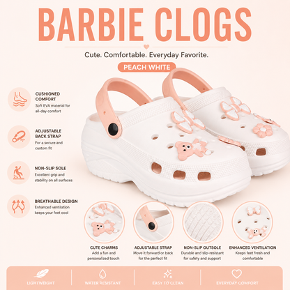 Vrino Barbie Ultra Soft Lightweight EVA Clogs for Women & Girls – White Peach