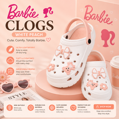 Vrino Barbie Ultra Soft Lightweight EVA Clogs for Women & Girls – White Peach