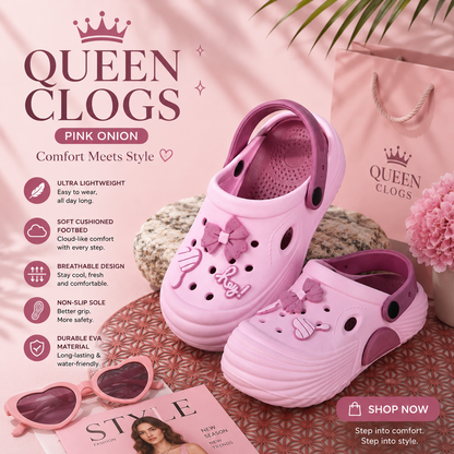 Vrino Queen Ultra Soft Lightweight EVA Clogs for Women & Girls – Pink Onion