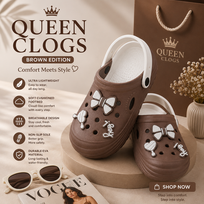 Vrino Queen Ultra Soft Lightweight EVA Clogs for Women & Girls – Brown