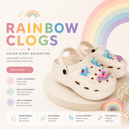 Vrino Rainbow Ultra Soft Lightweight EVA Clogs for Women & Girls