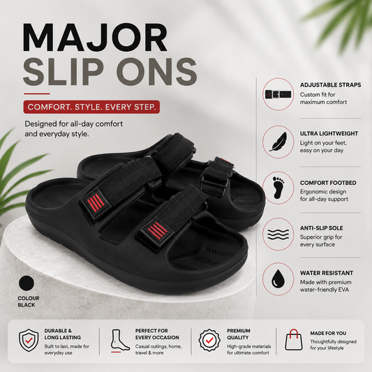 Vrino Major Ultra Soft Lightweight EVA Sandals for Men – Black image 3