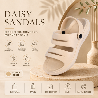 Vrino Daisy Ultra Soft Lightweight EVA Sandals for Women & Girls – Beige