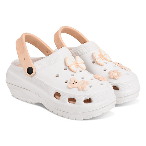 Vrino Barbie Ultra Soft Lightweight EVA Clogs for Women & Girls – White Peach