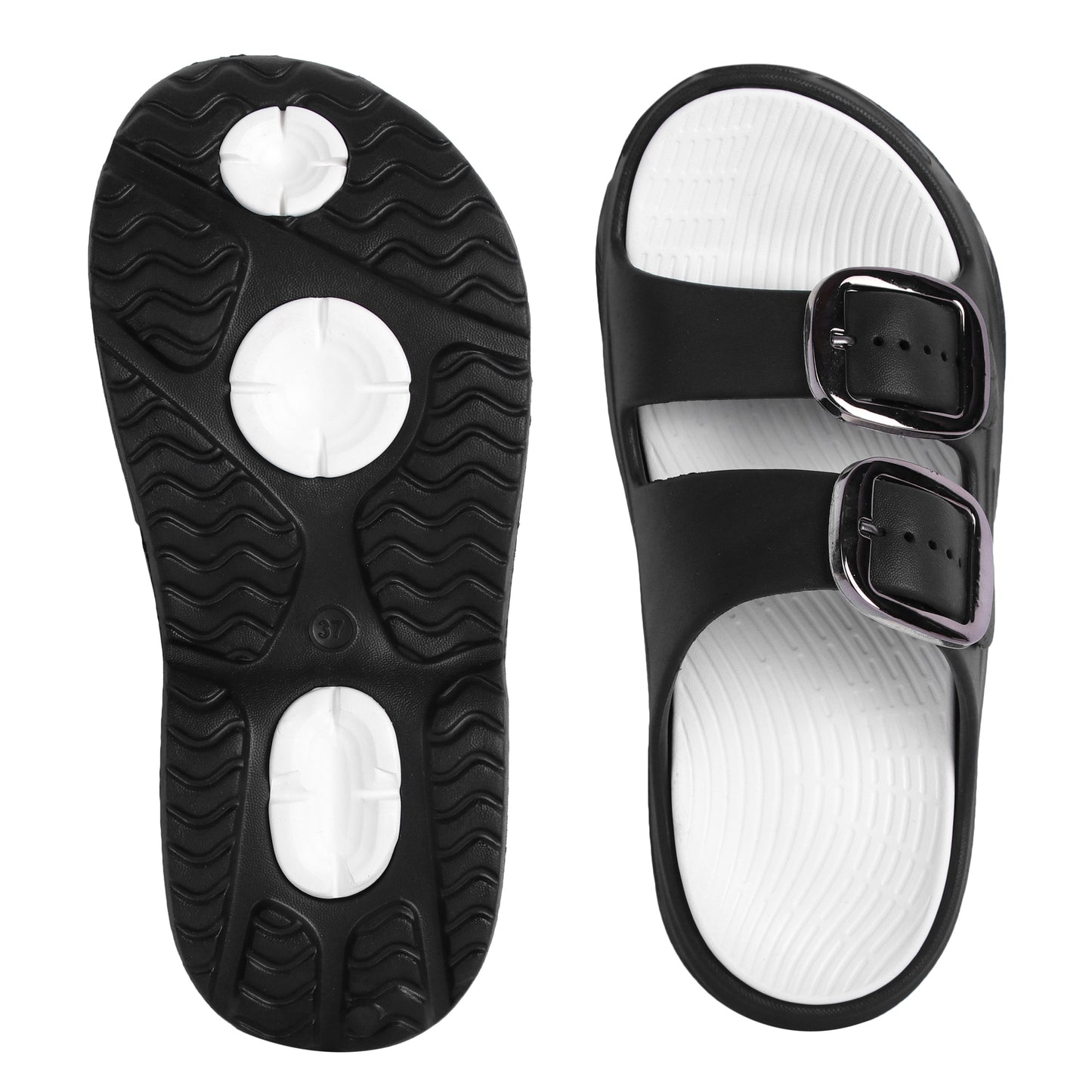 Vrino Socker Ultra Soft Lightweight EVA Sandals for Women & Girls – Black White