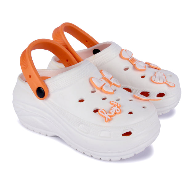 Vrino Barbie Ultra Soft Lightweight EVA Clogs for Women & Girls – Orange White