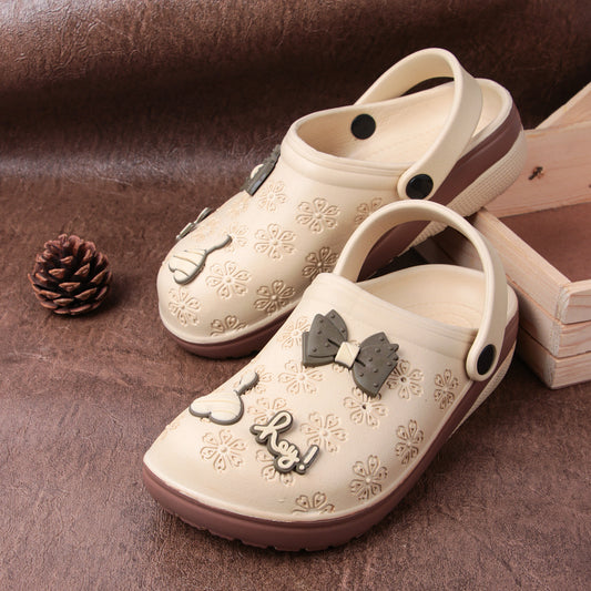 Vrino Flora Ultra Soft Lightweight EVA Clogs for Women & Girls – Beige Brown