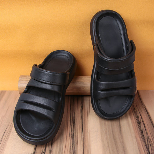 Vrino Daisy Ultra Soft Lightweight EVA Sandals for Women & Girls – Black image 2