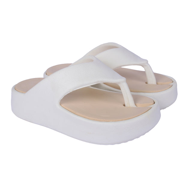 Vrino Jasmine Ultra Soft Lightweight EVA Slippers for Women & Girls – White Beige