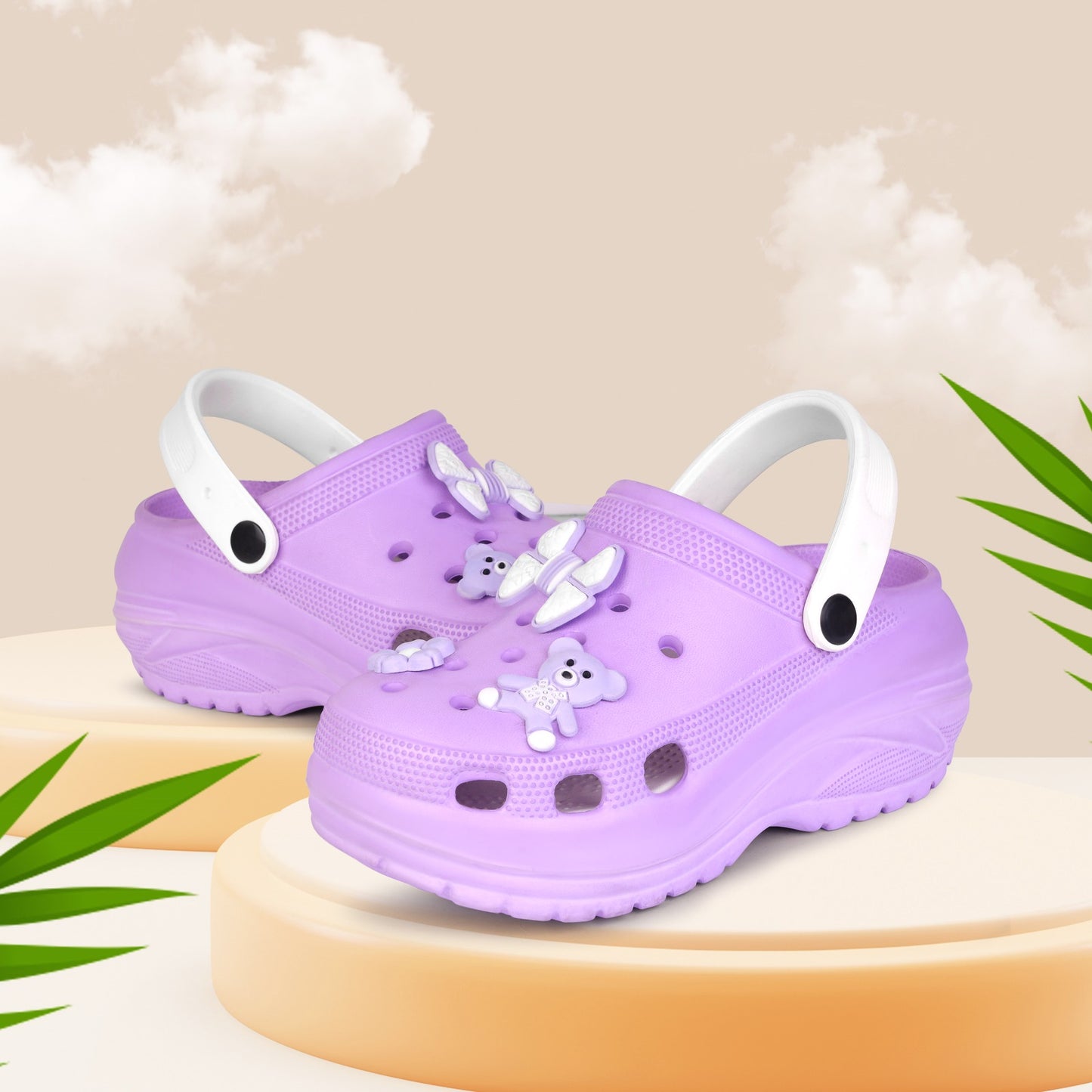 Vrino Barbie Ultra Soft Lightweight EVA Clogs for Women & Girls – Purple White