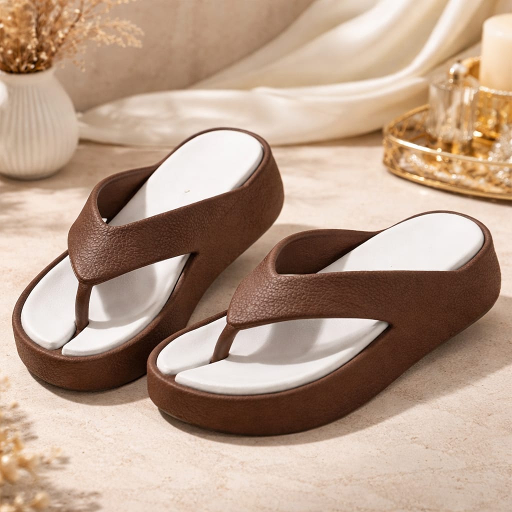 Vrino Jasmine Ultra Soft Lightweight EVA Slippers for Women & Girls – White Beige