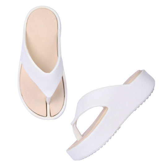 Vrino Jasmine Ultra Soft Lightweight EVA Slippers for Women & Girls – White Beige image 3