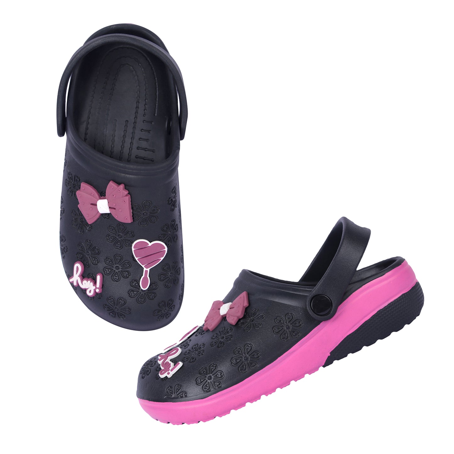 Vrino Flora Ultra Soft Lightweight EVA Clogs for Women & Girls – Black Onion
