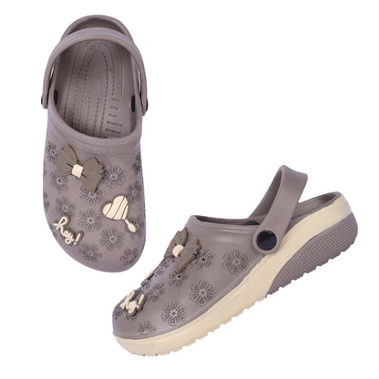 Vrino Flora Ultra Soft Lightweight EVA Clogs for Women & Girls – Brown Beige